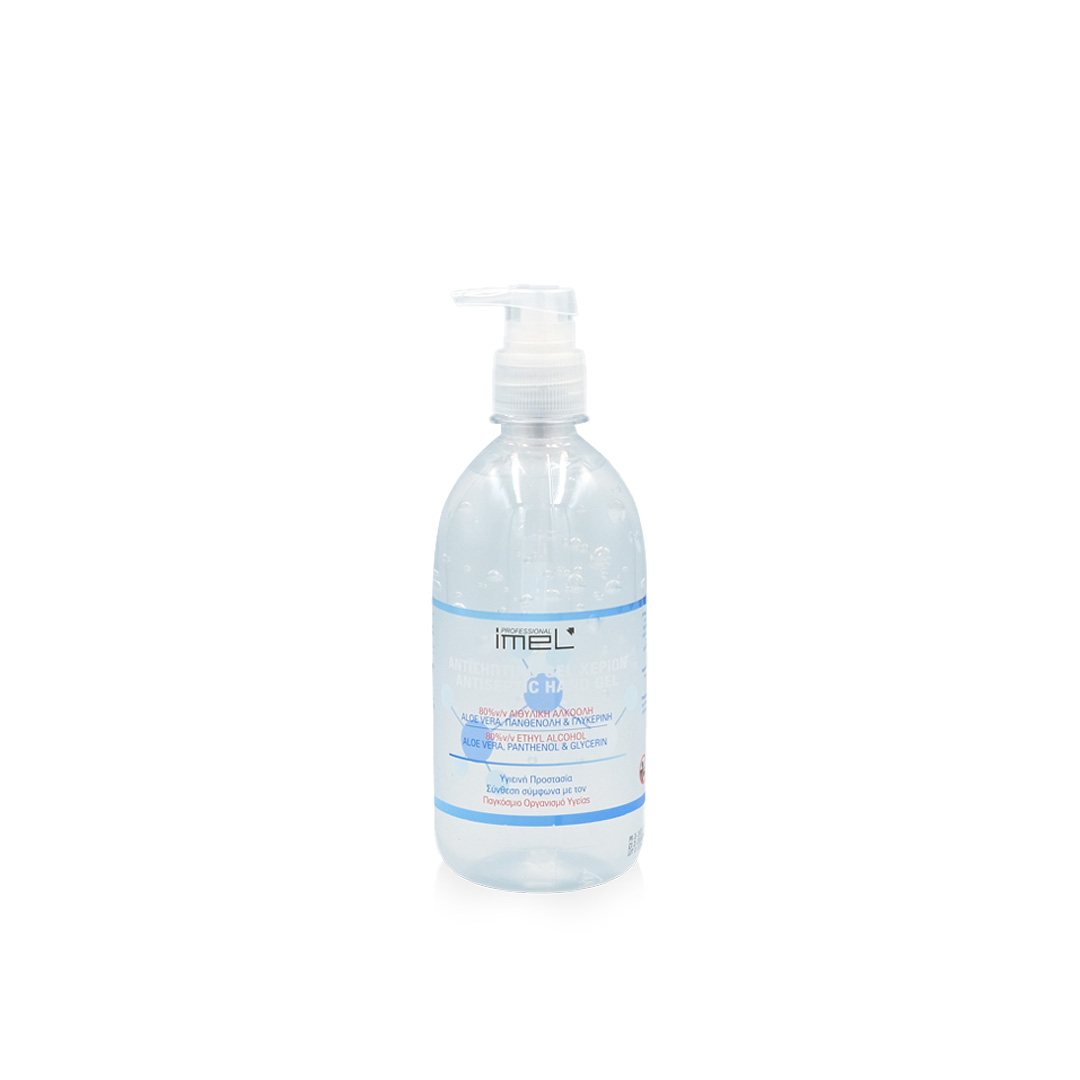 Αντισηπτικό Gel Χεριών Imel 80% 500ml - Σύνθεση Σύμφωνα Με Τις Οδηγίες Του Παγκόσμιου Οργανισμού Υγείας (WΗΟ)