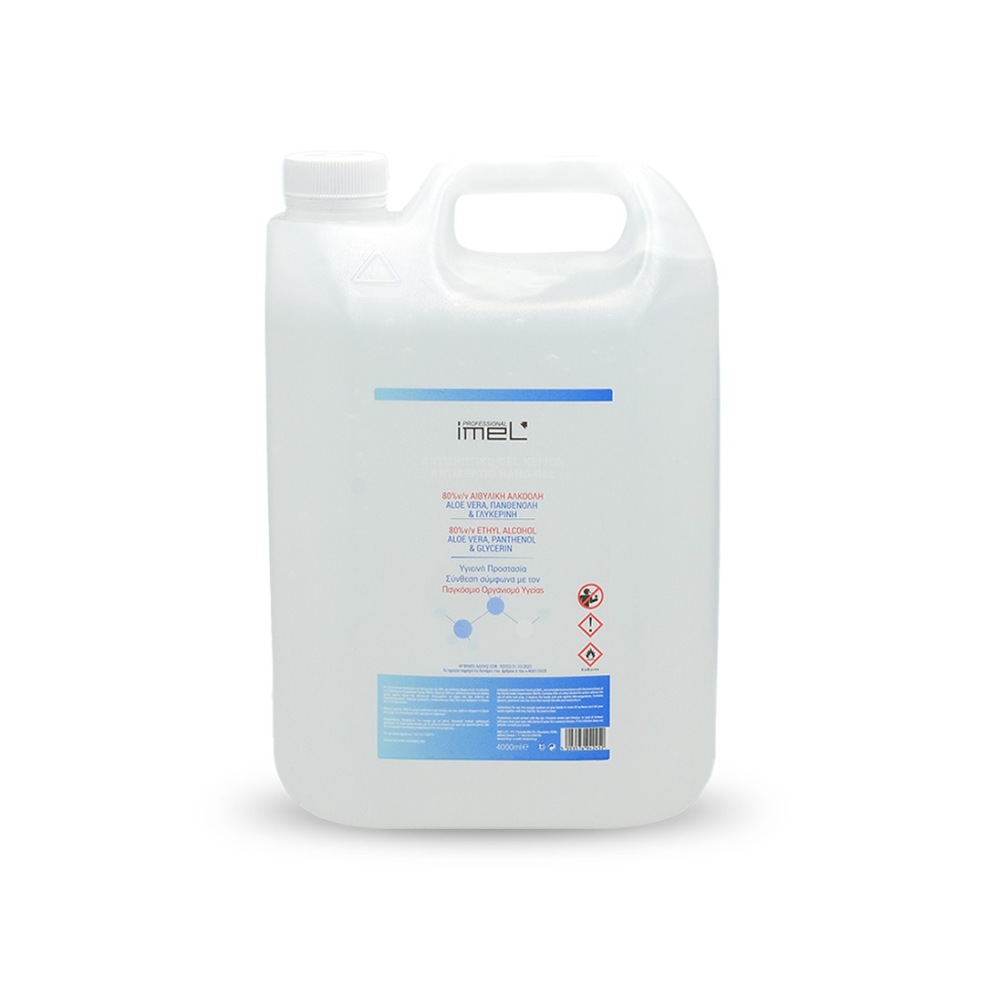 Αντισηπτικό Gel Χεριών Imel 80% 4000ml - Σύνθεση Σύμφωνα Με Τις Οδηγίες Του Παγκόσμιου Οργανισμού Υγείας (WΗΟ)